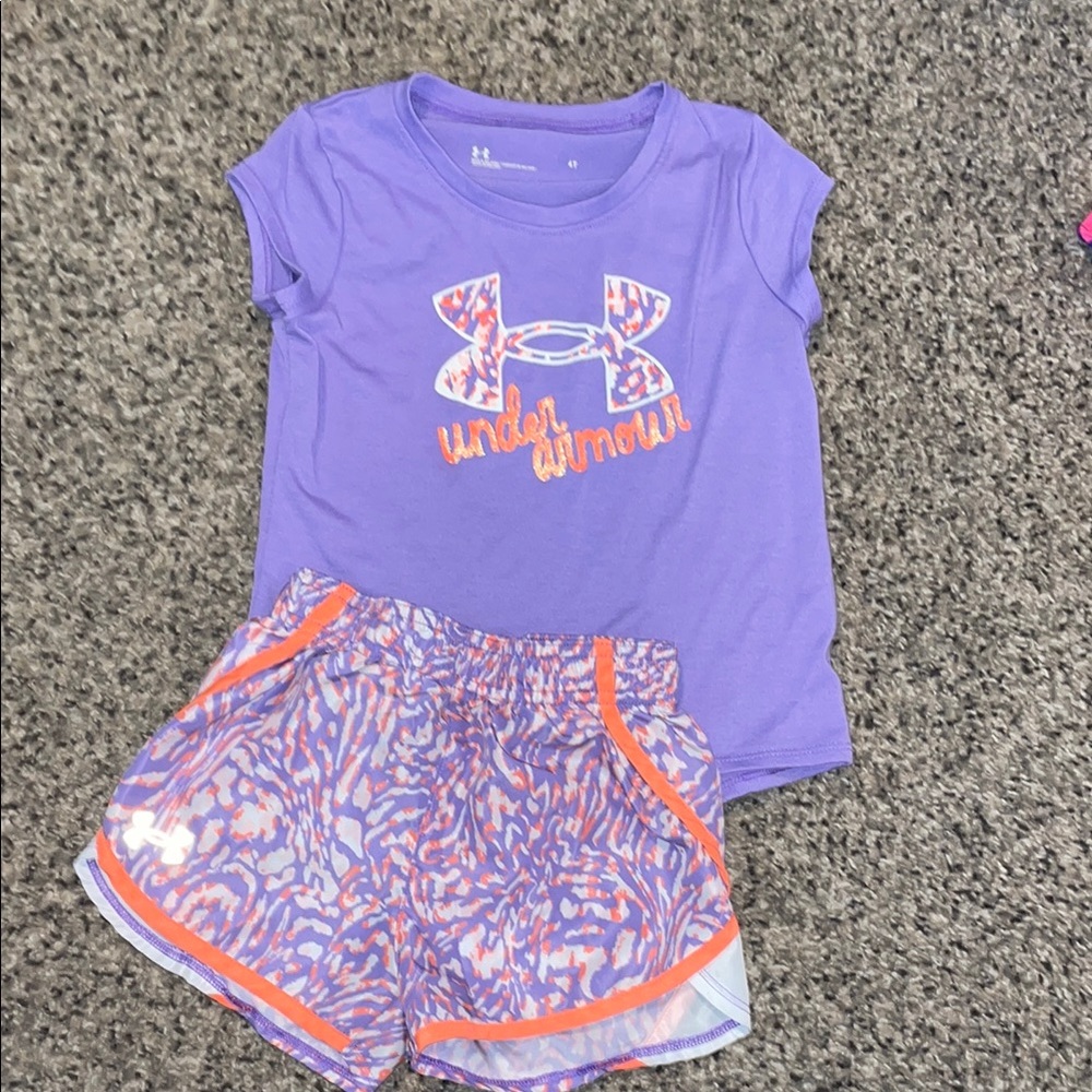 Girls Under Armour matching shirt and shorts